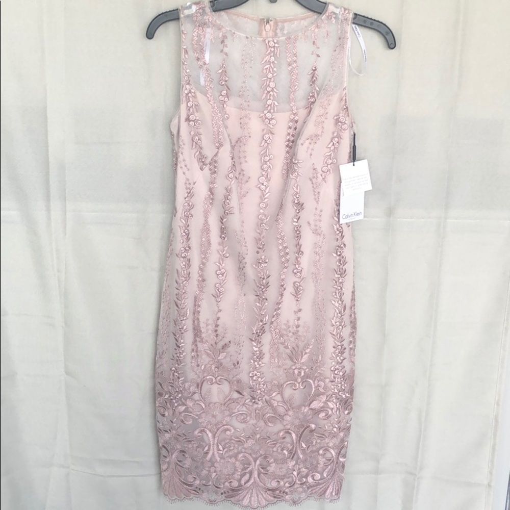 Calvin Klein Dress women’s 2 NWT tan & light pink